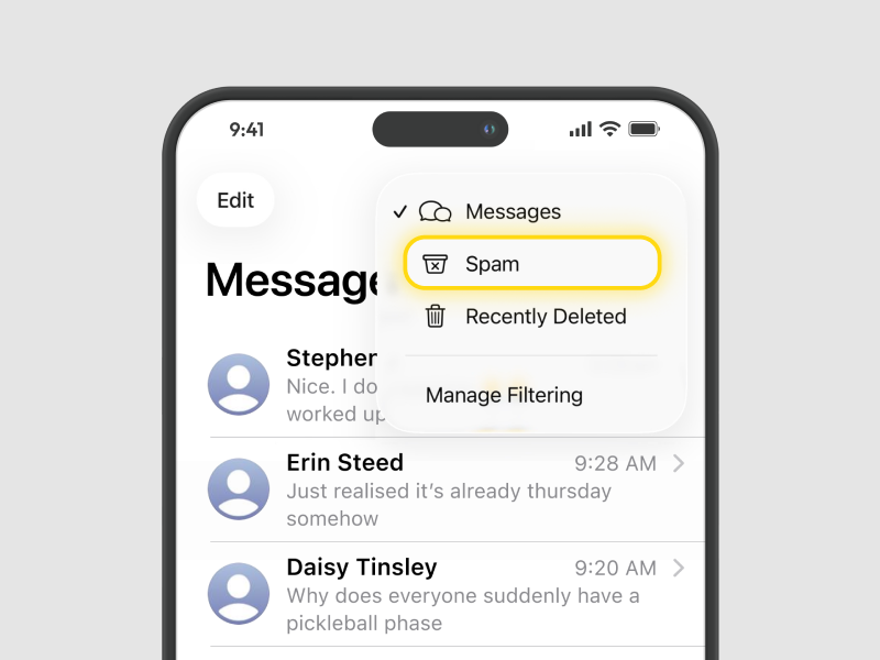 Tap Spam or Unknown Senders