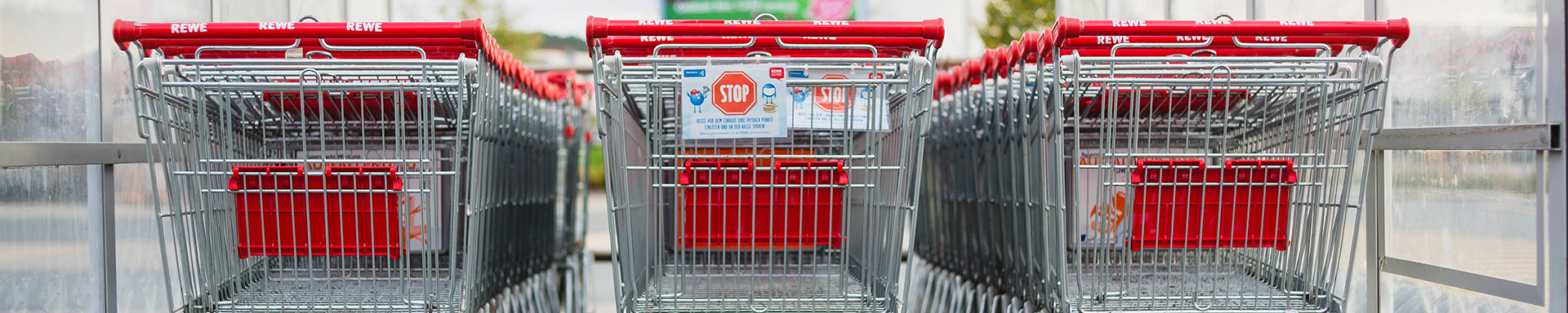 red shopping trolleys