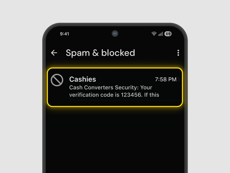 Find and tap on your verification message