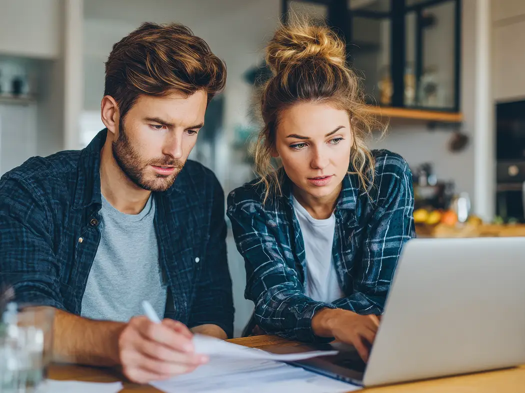 content couple sorting out credit