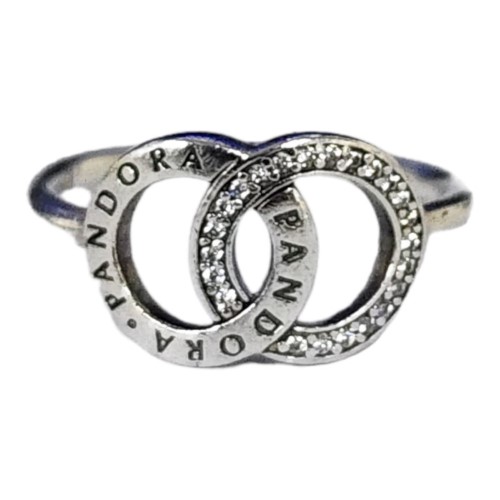 Pandora Entwined Circles Logo Sparkle Ring (Retired S925 Ale 50) Silver