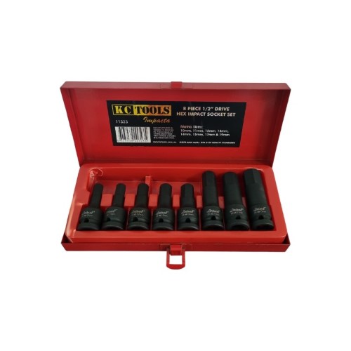 Kc Tools 8 Piece 1/2" Drive Hex Impact Socket Set Black 000400273290
