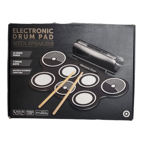 Roll Up Electric Drum Pad With Speakers Black 042400191825 Cash