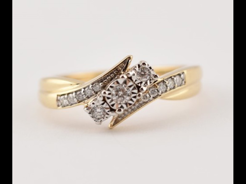 10ct Yellow Gold Ladies Diamond Ring Size Q 0.165ct TDW | 039100344575 ...