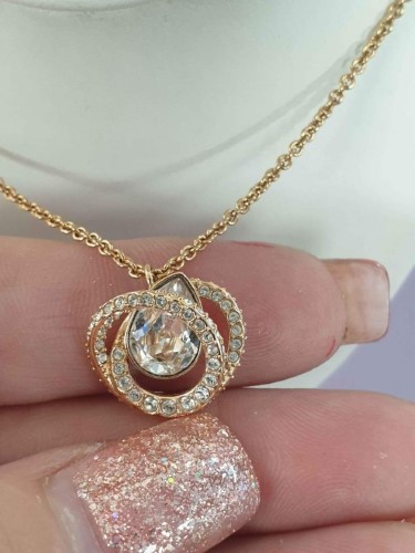 Silver Swarovski Rose GoldTone Plated Necklace + Pendant Rose Gold