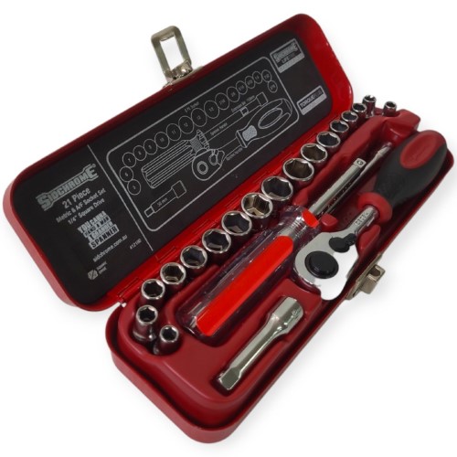 Sidchrome Sidchrome 1/4" 21 Piece Drive Socket Set Red 000200222467