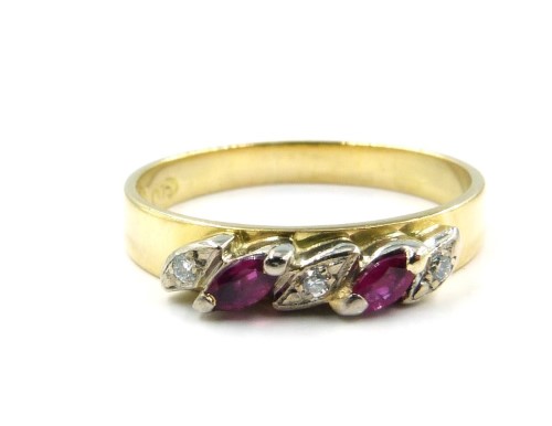 Ruby And Diamond 18ct Yellow Gold Ladies Ring With Stone Size M ...