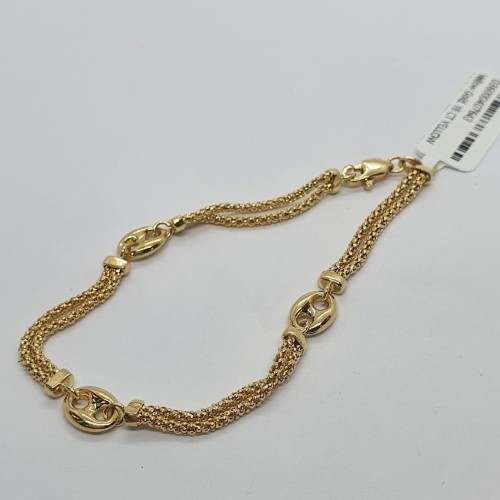18 ct Yellow Gold Twin Strand 18ct Yellow Gold Bracelet 16cm 4.72G