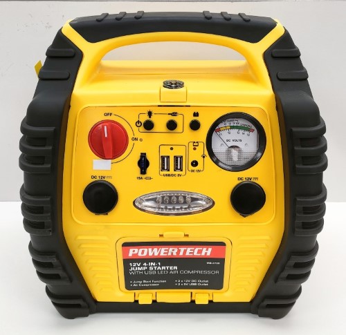 Powertech Jump Starter With Air Compressor Yellow 042900237435 Cash