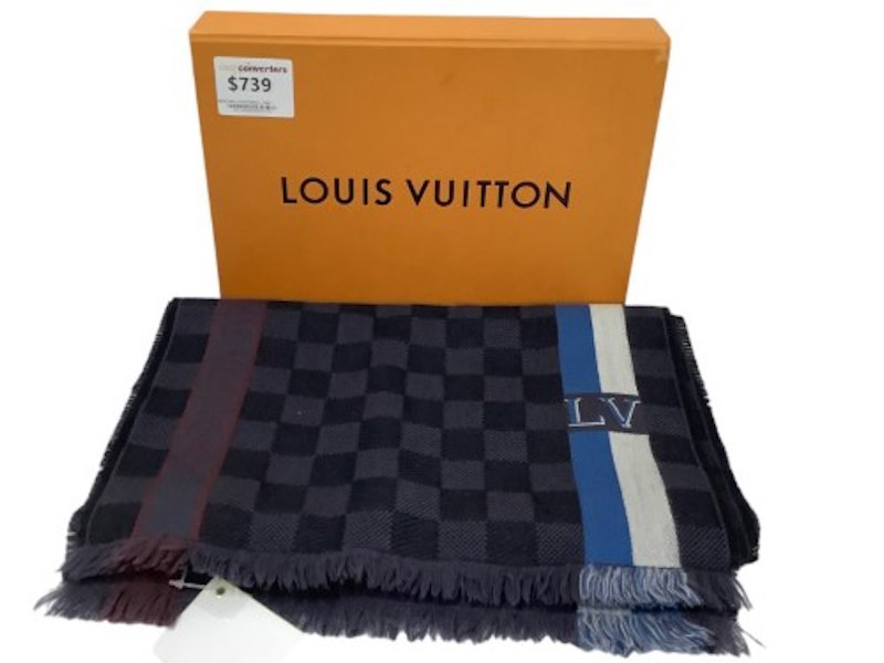 Louis Vuitton Blue Messager Damier Wool Scarf