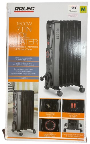 Arlec 1500W 7 Fin Oil Heater | 040000291620 | Cash Converters