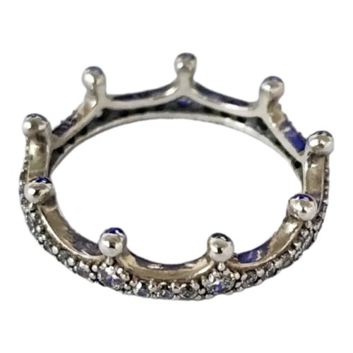 Pandora Clear Sparkling Crown Ring (S925 Ale 54) Silver Ladies Ring