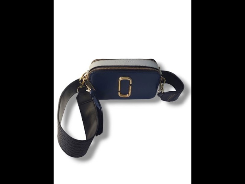 Marc Jacobs Logo Strap Snapshot Small Camera Bag Leather Blue