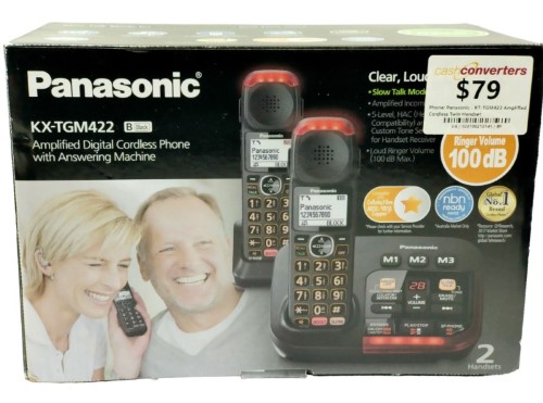 Panasonic Amplified Cordless Twin Handset KtTgm422 Black