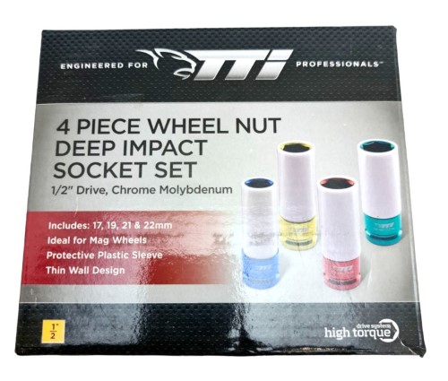 Tti 4Piece ½" Wheel Nut Deep Impact Socket Set Chrome 015000199390