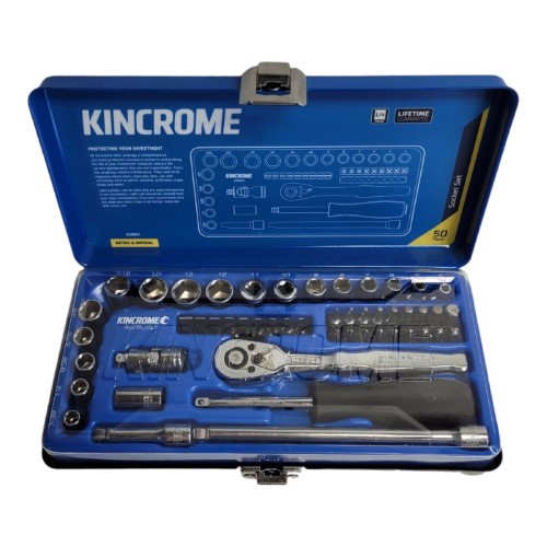 Kincrome 1/4" Drive Metric And Imperial Socket Set 50 Piece Blue