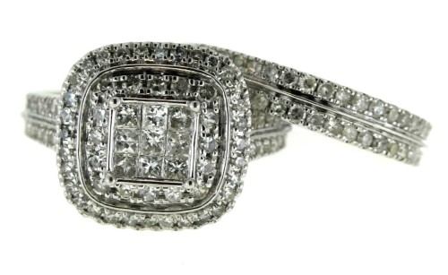 TDW 0.80ct Bridal Set 14ct White Gold Ladies Diamond Ring Size K½
