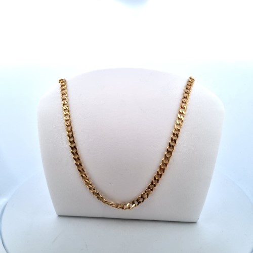 14ct Brass Gold Plated Curb Link Necklace Yellow Gold Necklace 50cm 15