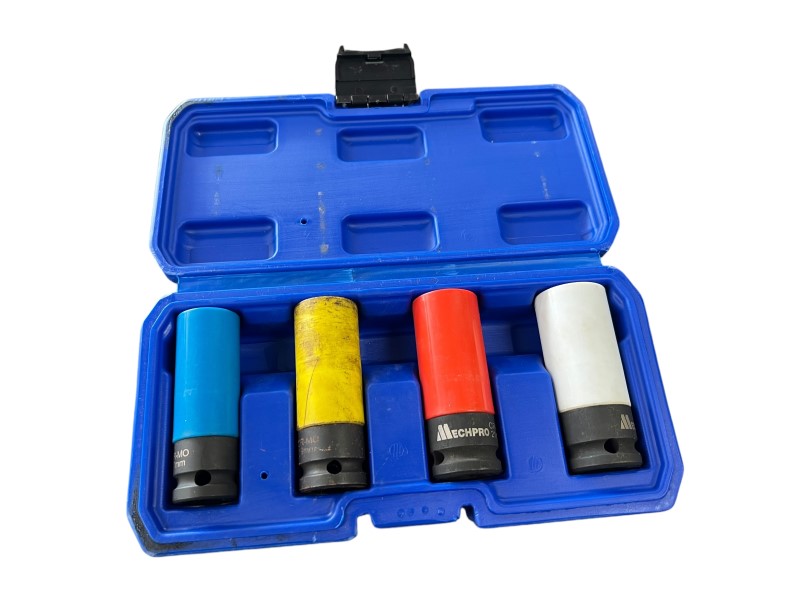 Mechpro Blue 4 Piece Metric 1/2 Inch Wheel Nut Impact Socket Set Blue