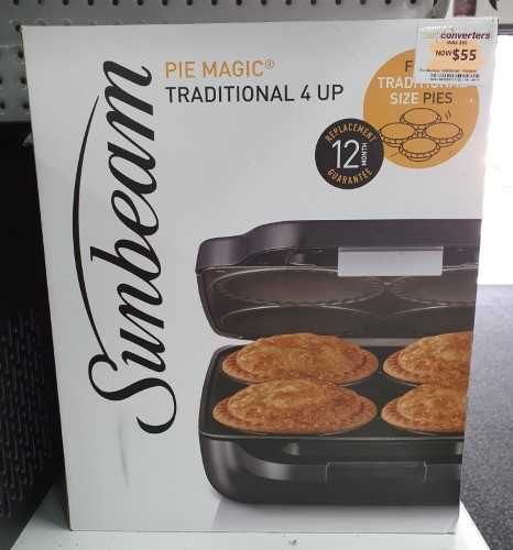Sunbeam Pie Magic Traditional Pie Maker 4-Up Grey PM4800