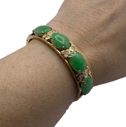 Genuine Green Jade 18K Gold Over Silver Beaded Bracelet - JCPenney