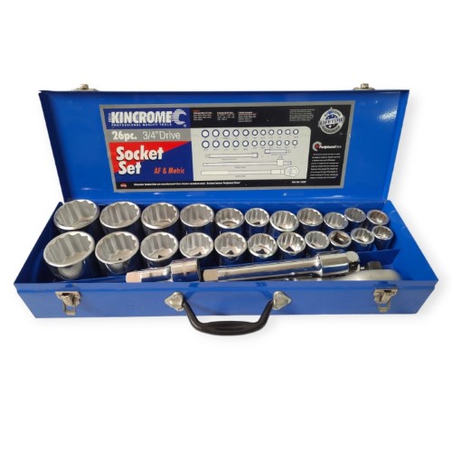 Kincrome 26 Piece 3/4" Square Drive Imperial & Metric Socket Set Silver