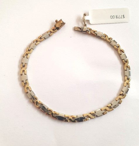 9ct Gold Two Tone Bracelet 9ct Yellow Gold Bracelet 19.5cm 10.49G