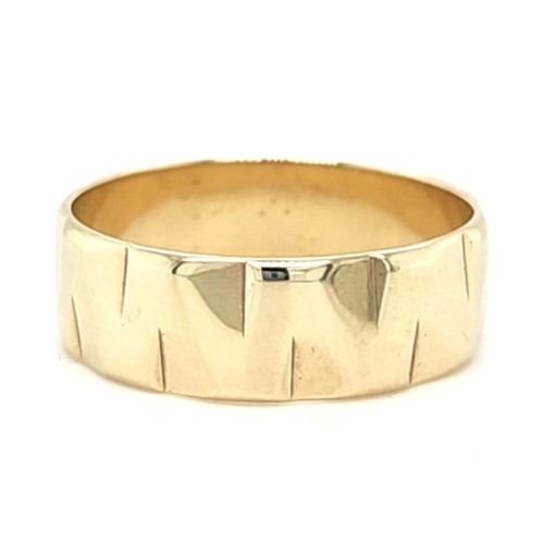Wide Wedding Ring With A Pattern 9ct Yellow Gold Ring Size Z