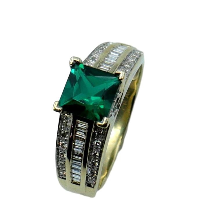 Sale 9ct Y Gold Lab Grown Emerald Diamond Ring 9ct Yellow Gold Ladies ...