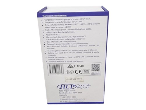 Hlp Controls Pty Ltd Temperature Data Logger And Display For Medical N