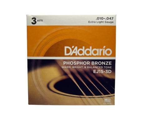 D'addario Phosphor Bronze Acoustic Guitar Strings (3 Pack) Ej153D