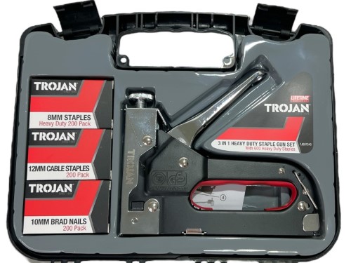 Trojan 3 In 1 Heavy Duty Staple Gun Set Black 034000367213 Cash