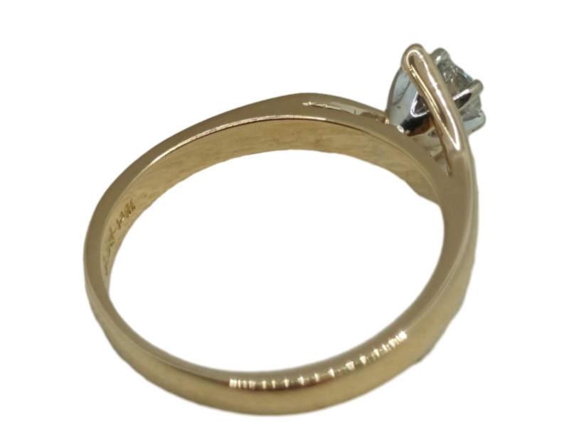 18ct Yellow And White Gold Ladies Diamond Ring Size R 0.5ct TDW