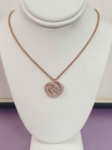 Silver Swarovski Rose GoldTone Plated Necklace + Pendant Rose Gold