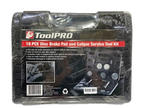 Toolpro 18Pce Disc Brake Pad And Caliper Service Tool Kit Black
