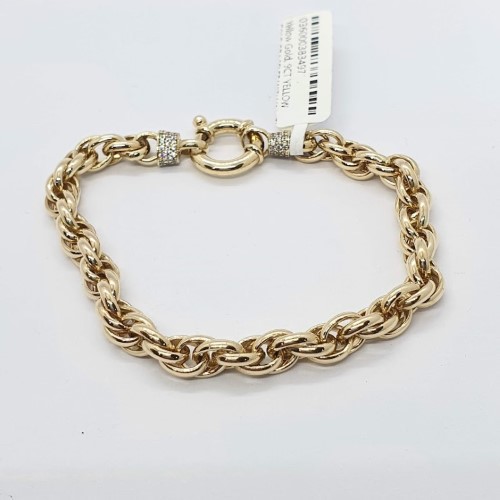 9ct Yellow Gold Bracelet With White Cz At Each End 9ct Yellow Gold