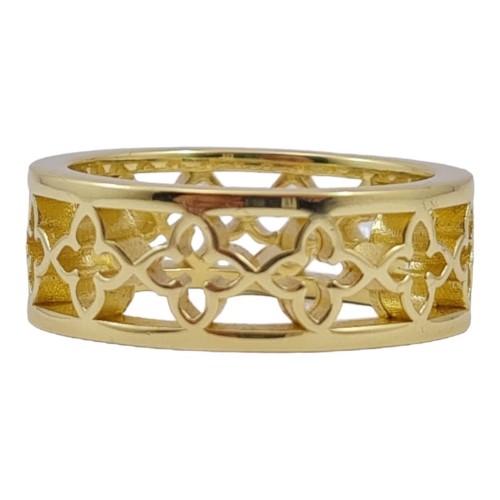 Floral Ring (S925 Gold Plated) Silver Unisex Ring Size S 042400199545