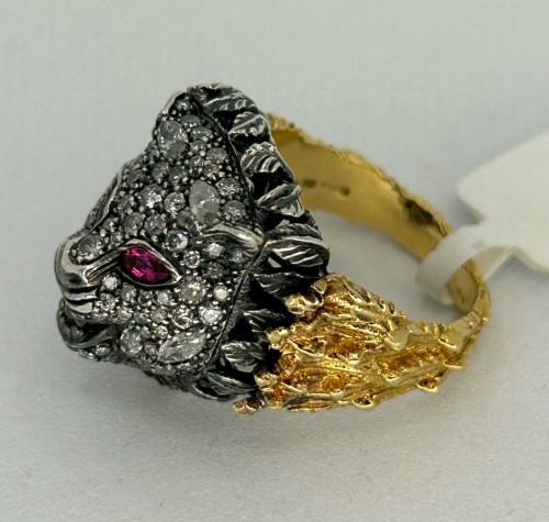 18Kt Yellow Gold Tiger Ring With Diamond & Ruby Eyes. Size 10.5, W 14.7G  (B70) | eBay