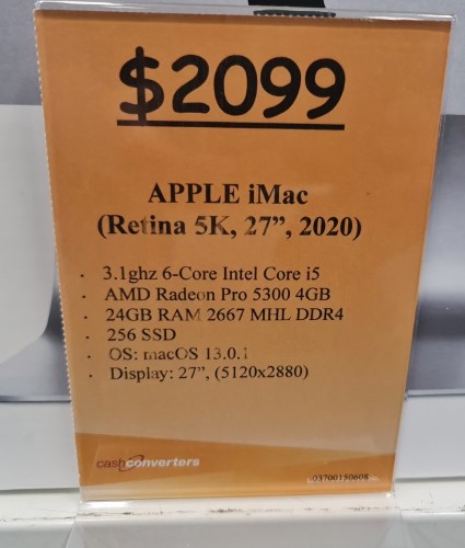 Apple iMac (Retina 5K, 27Inch, 2020) Grey 003700150608 Cash Converters