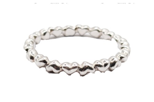 Pandora Chain Of Hearts Silver Ladies Jewellery Ring Size Q