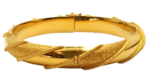 Textured Hinged 22ct Yellow Gold Bangle 25.78G 032800248313 Cash Converters