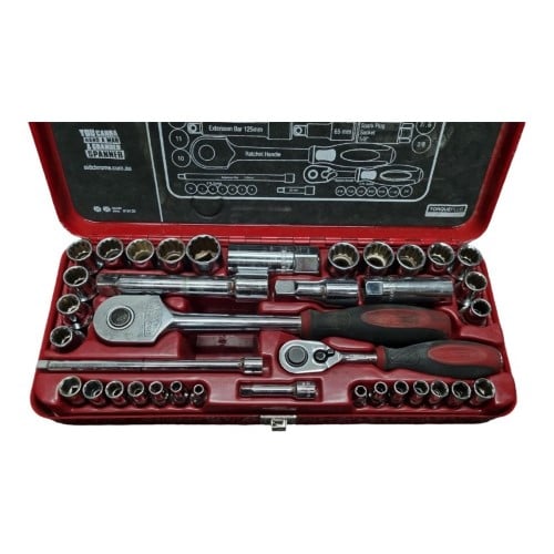 Sidchrome 37 Piece Metric & A/F Socket Set 1/4" & 1/2" Square Drive