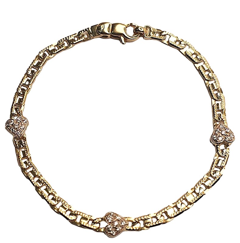 Anchor And Heart With Cz 14ct Yellow Gold Bracelet - 18cm 8.8G | 051500156490 | Cash Converters
