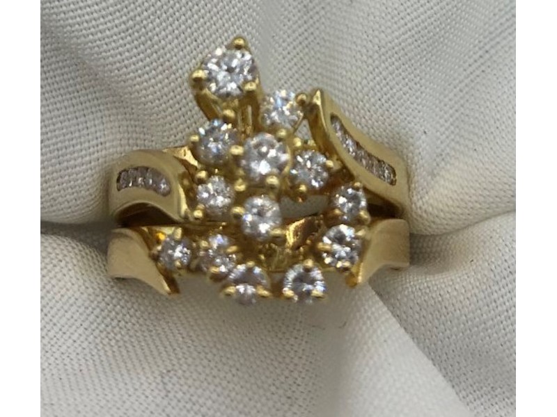 18ct Yellow Gold Ladies Diamond Diamond Ring Size H½ | 052600002932 ...