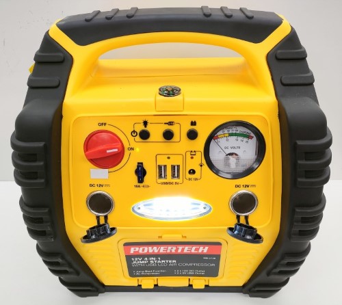 Powertech Jump Starter With Air Compressor Yellow 042900237435 Cash