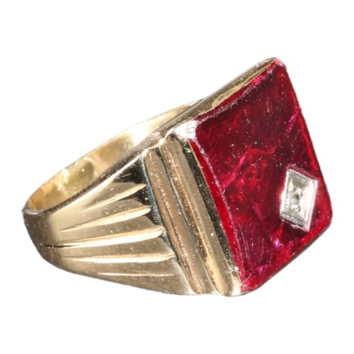 18ct Yellow Gold Mens Ring With Stone Size O 042000232464 Cash