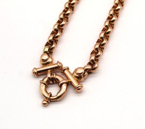 Second Hand 9ct Rose Gold 16 Inch Curb T-Bar Necklace - thbaker.co.uk