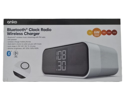 Anko Bluetooth Clock Radio Wireless Charger Sc810 White 001400486109