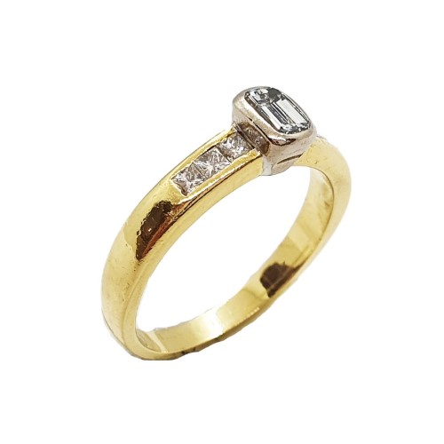18ct Yellow Gold Ladies Diamond Diamond Ring Size O 042900142273