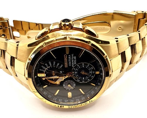 Seiko Watch Mens Coutura Perpetual Solar Chronograph Watch - V198-0Ab0 |  032800236822 | Cash Converters